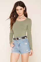 Forever21 Women's  Olive Strappy Back Knit Top