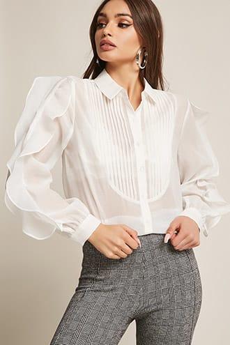 Forever21 Sheer Pintucked Shirt