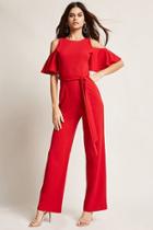 Forever21 Belted Open-shoulder Jumpsuit
