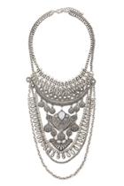 Forever21 Antique Silver Etched Statement Necklace