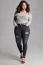 Forever21 Plus Women's  Black Plus Size Mid-rise Jeans