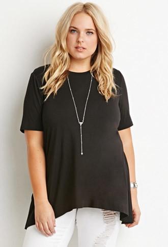 Forever21 Plus Women's Tulip-back Top (black)