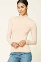 Forever21 Women's  Peach Turtleneck Knit Top