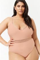 Forever21 Plus Size Shadow-stripe One-piece Swimsuit