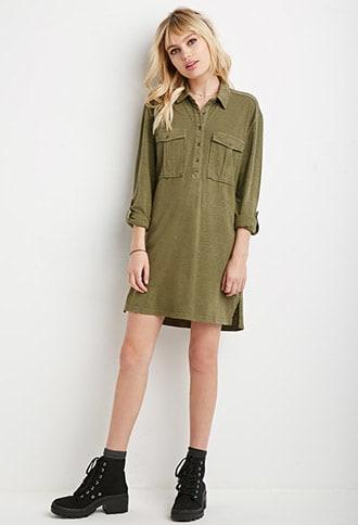 Forever21 Two-pocket Longline Shirt