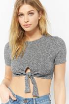 Forever21 Marled Tie-front Crop Top