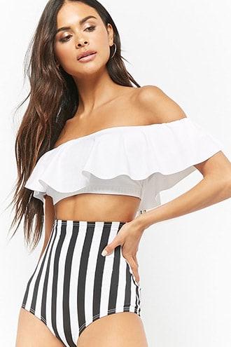 Forever21 Unique Vintage Stripe High-waist Bikini Bottom
