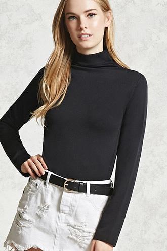 Forever21 Micro-ribbed Turtleneck Top