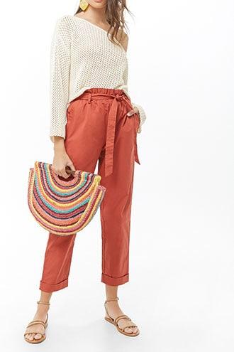 Forever21 Belted Cuffed Paperbag Pants