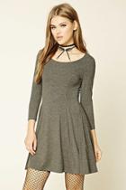 Forever21 Women's  Charcoal Heather Stretch-knit Skater Dress