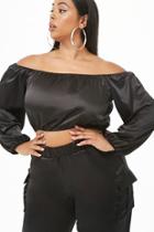 Forever21 Plus Size Satin Off-the-shoulder Crop Top