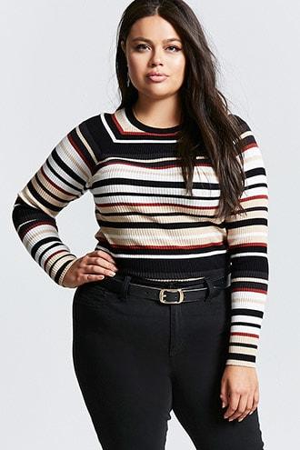 Forever21 Plus Size Stripe Raglan Sweater
