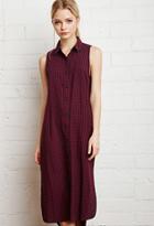 Forever21 Women's  Gingham Midi Shirt Dress (burgundy/navy)