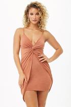 Forever21 Sheeny Twist-front Tulip-hem Dress