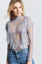 Forever21 Ruffled Sheer Lace Top