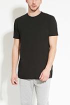 21 Men Men's  Black Cotton-blend Longline Tee