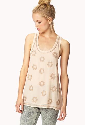Forever21 Elegant Floral Beaded Top