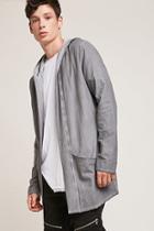 Forever21 Hooded Oil Wash Open-front Cardigan