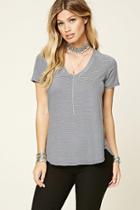 Forever21 Women's  Striped Heathered Knit Tee