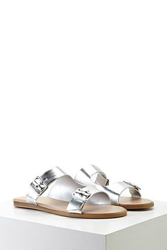 Forever21 Metallic Buckle Sandals
