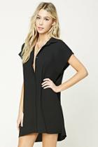 Forever21 Women's  Black Button-front Shift Dress