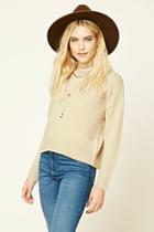 Forever21 Women's  Tan Boxy Crew Neck Sweater