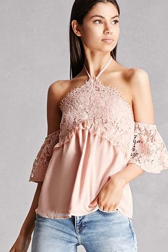 Forever21 Lace Open-shoulder Top