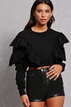Forever21 Frayed Ruffle Crop Sweater