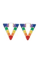 Forever21 Triangle Colorblock Bamboo Hoop Earrings