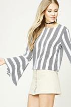 Forever21 Striped Bell-sleeve Top