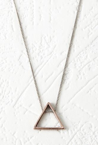 Forever21 Cutout Triangle Pendant Necklace (silver/copper)
