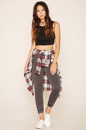 Forever21 Women's  Charcoal Heathered Knit Sweatpants