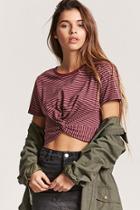 Forever21 Twist-hem Striped Tee