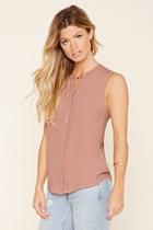 Forever21 Women's  Button-down Crepe Blouse