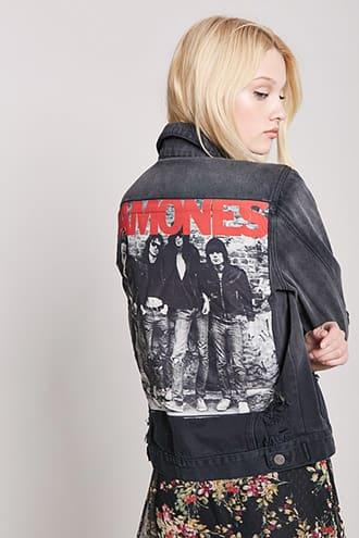 Forever21 Ramones Distressed Denim Jacket