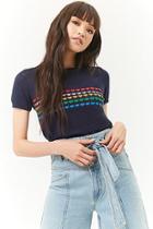 Forever21 Multicolor Hearts Sweater-knit Top