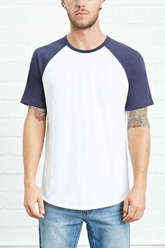 21 Men Men's  White & Navy Classic Raglan Tee