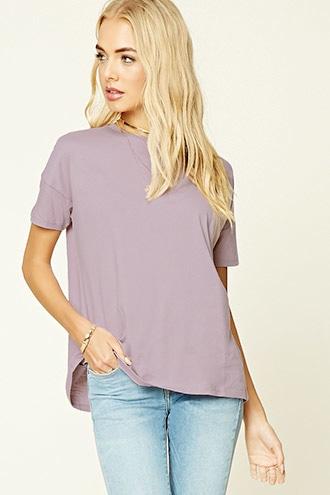 Love21 Women's  Lavender Contemporary Boxy Tee