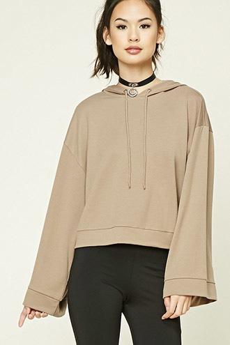 Forever21 Women's  Taupe Dolman-sleeve Hoodie
