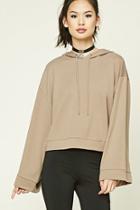 Forever21 Women's  Taupe Dolman-sleeve Hoodie