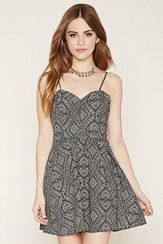 Forever21 Tribal Print Smocked Dress