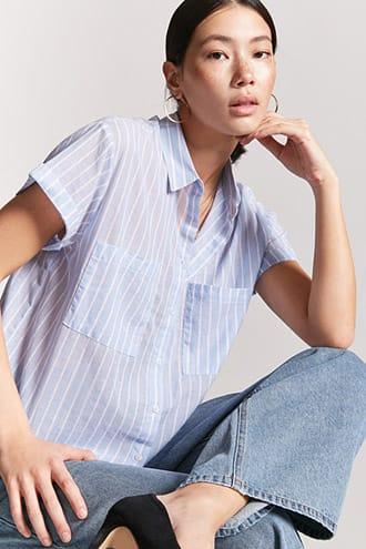 Forever21 Stripe Pocket Shirt