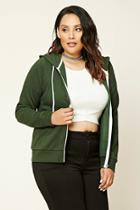 Forever21 Plus Women's  Hunter Green Plus Size Zip-up Hoodie
