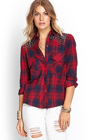 Forever21 Grommet Plaid Shirt