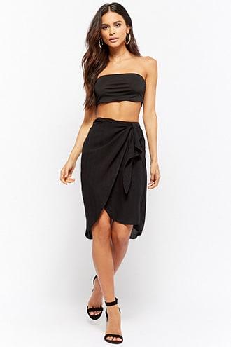 Forever21 Tie-front Tulip Hem Skirt