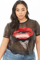 Forever21 Plus Size Sequin Lip Graphic Tee