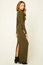 Forever21 Women's  Olive Ribbed Knit Maxi Dress