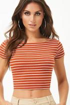 Forever21 Ribbed Knit Pinstriped Crop Top