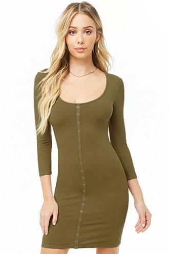 Forever21 Ribbed Knit Henley Dress