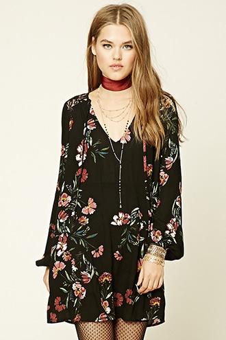 Forever21 Floral Print Peasant Dress